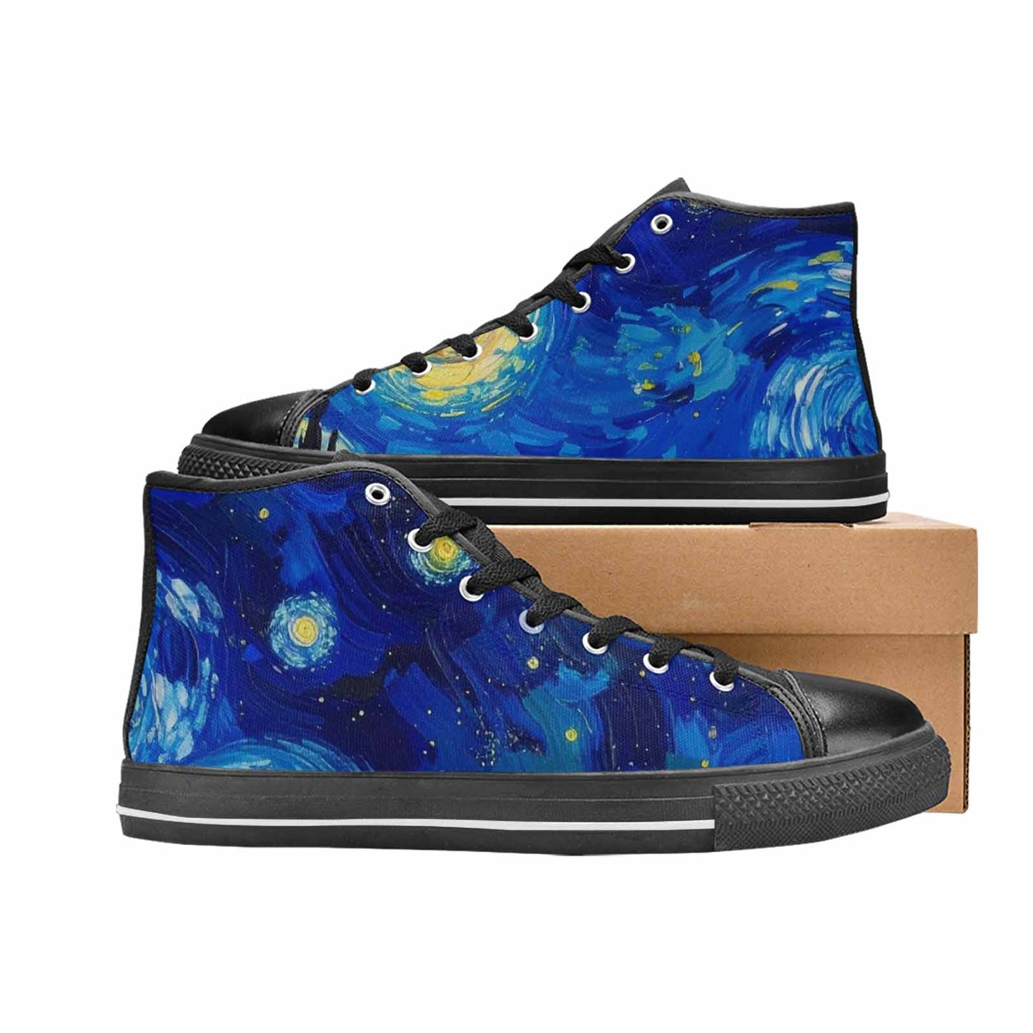 WOMEN'S Starry Night Van Gogh High Top Canvas Aesthetic Custom Shoes
