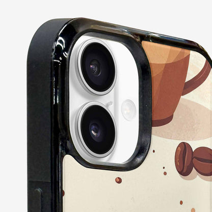 iPhone 16 Plus Case — Coffee Cup And Bean Pattern Seamless, Custom Phone Case