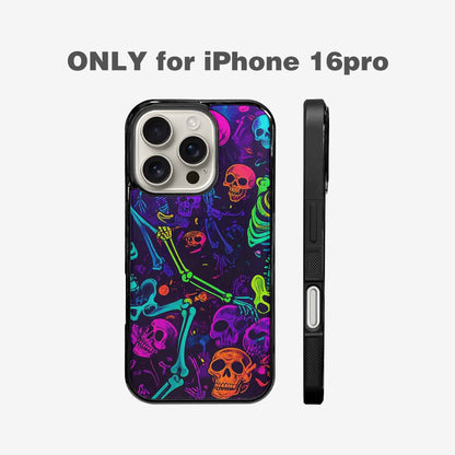 iPhone 16 Pro Case — Glowing Skeleton Pattern Hundreds Of Small, Custom Print Case Cover