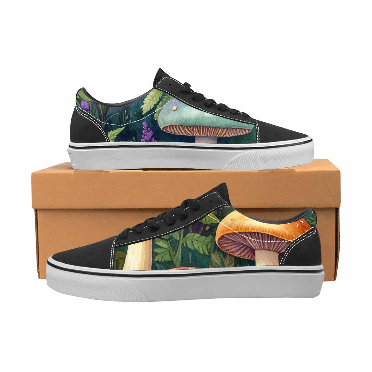 WOMEN'S Mushrooms  Botanical Mushrooms Lace-Up Canvas Grunge Custom Shoes