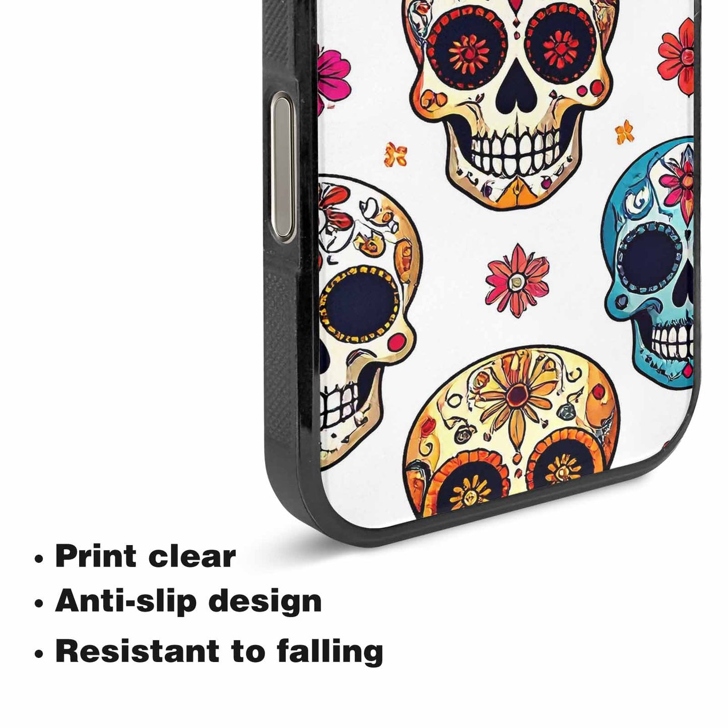 iPhone 16 Pro Case — Vibrant Skull Seamless, Custom Printed Phone Case