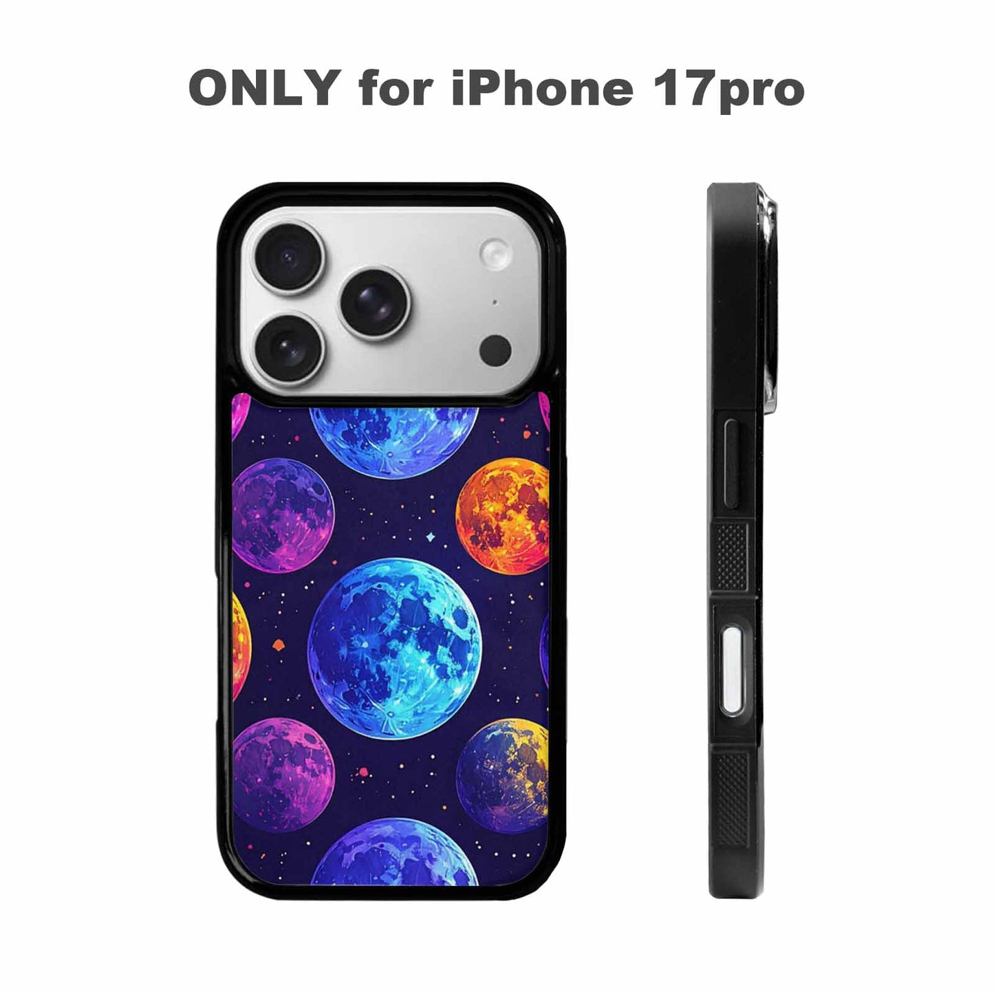 iPhone 17 Pro Case — Neon Winter Moon Seamless Cartoon Cute, Custom Art Phone Cover