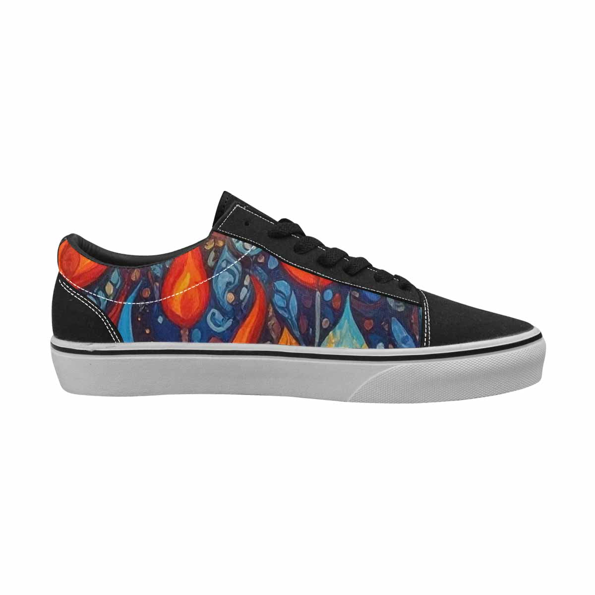 WOMEN'S Flame Burst Lace-Up Canvas Dark Academia Custom Sneakers
