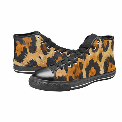 WOMEN'S Leopard Soft Airbrush Gradient High Top Canvas Wallpaper Art Custom Sneakers