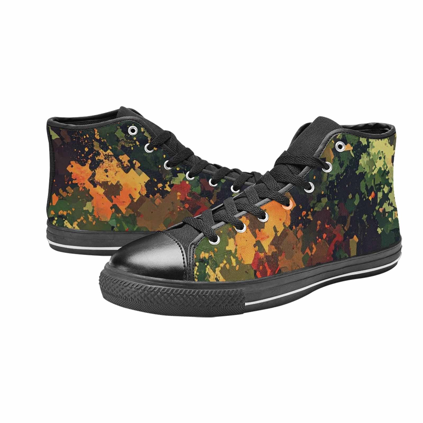 WOMEN'S Military Camouflage Blotch High Top Canvas Vibrant Chaos Sneakers