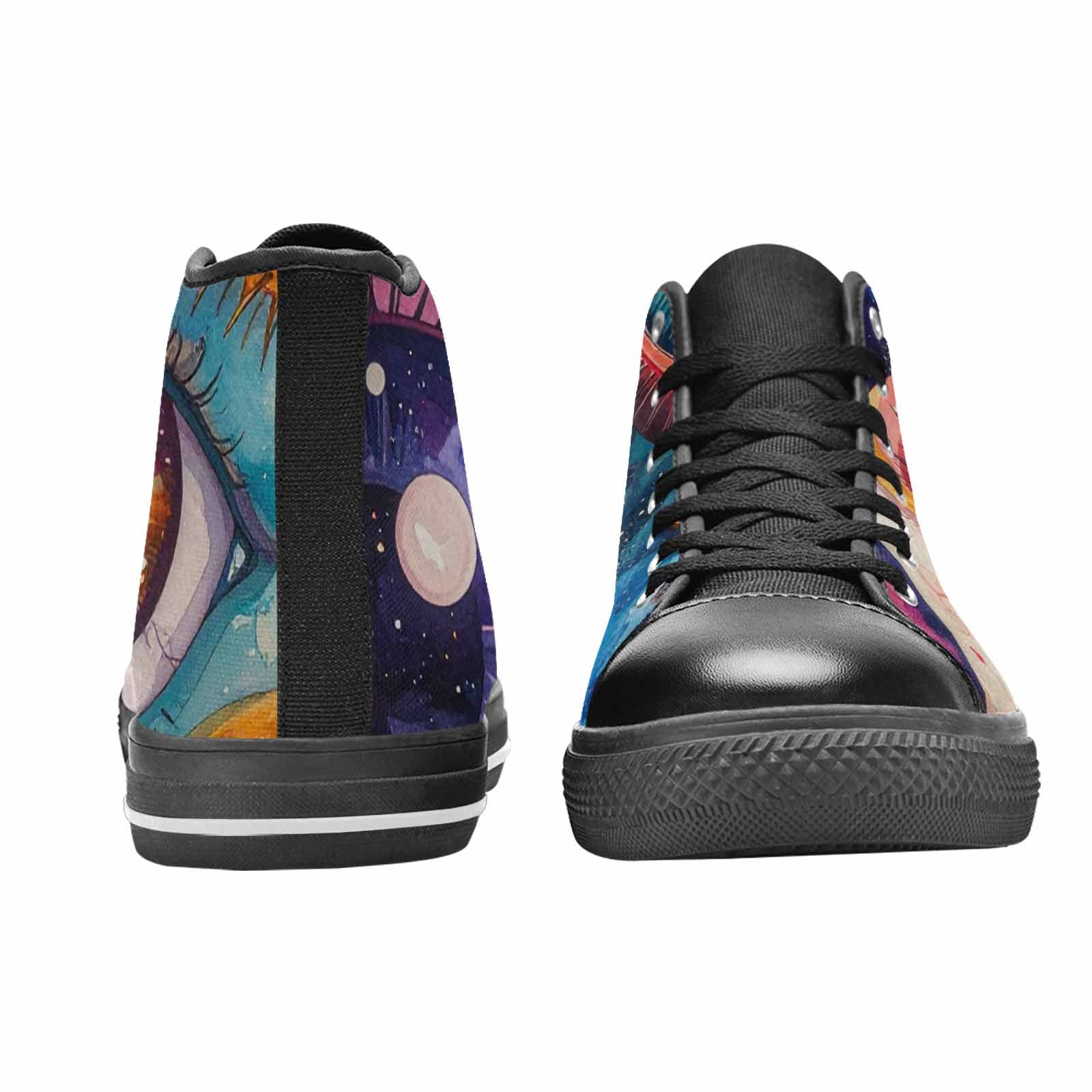 WOMEN'S Cartoon Eyeballs Galaxy High Top Canvas Vivid Custom Shoes