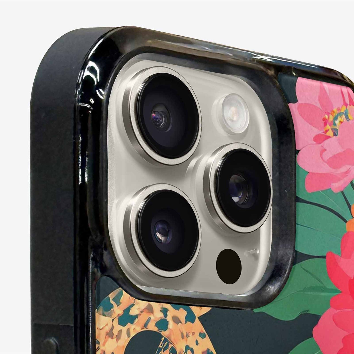 iPhone 16 Pro Case — Floral Snake Print, Custom Art Phone Cover