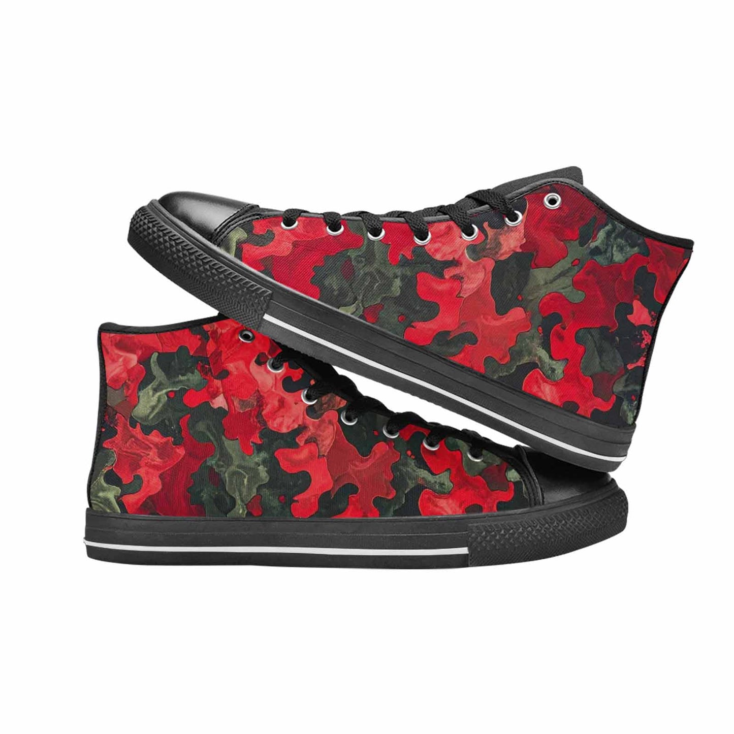 MEN'S Military Camouflage Blotch High Top Canvas Vibrant Chaos Sneakers
