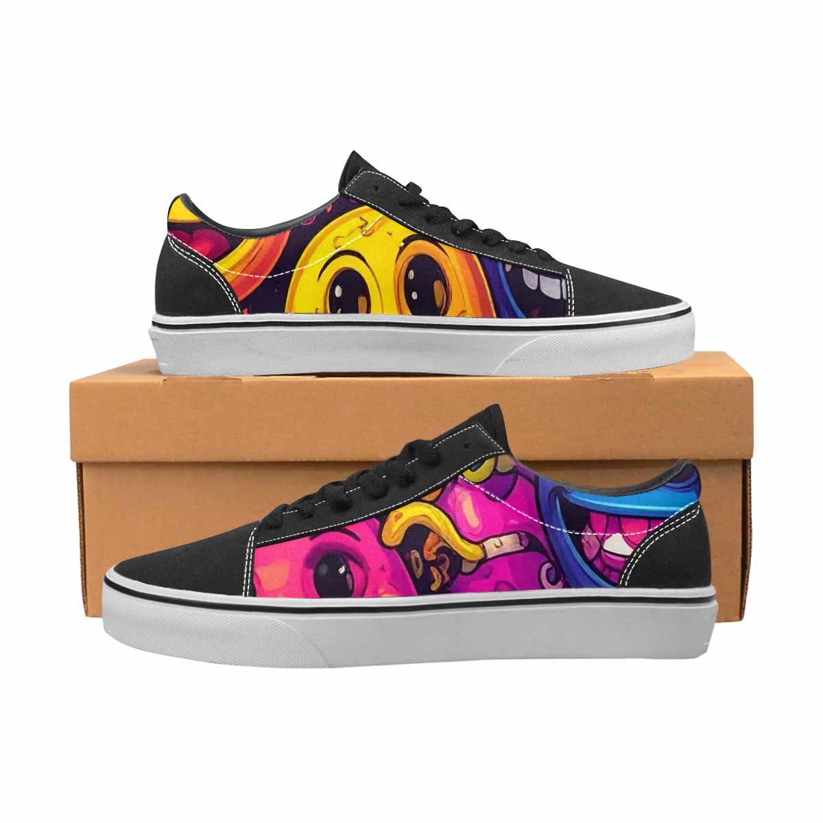 WOMEN'S Funny Looking Cartoon Canvas Lace-Up Vivid Custom Sneakers