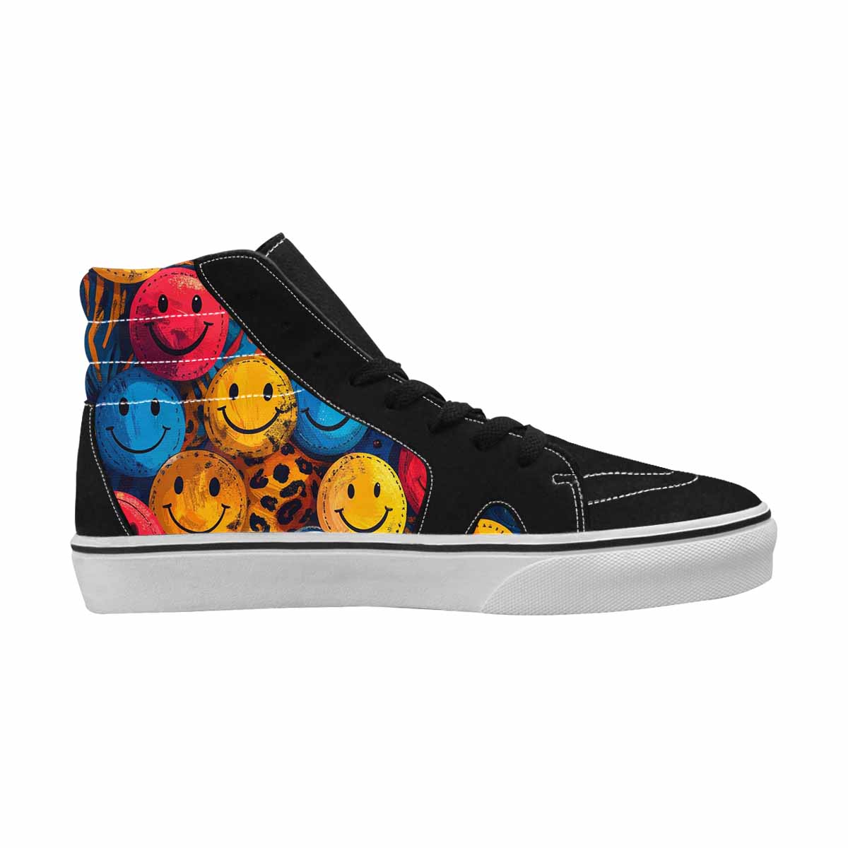 MEN'S Smiley Faces High Top Canvas Neon Fantasy Custom Shoes