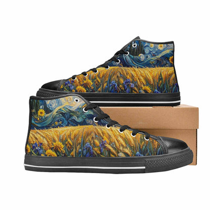 WOMEN'S Van Gogh-Style Swirl High Top Canvas Aesthetic Sneakers