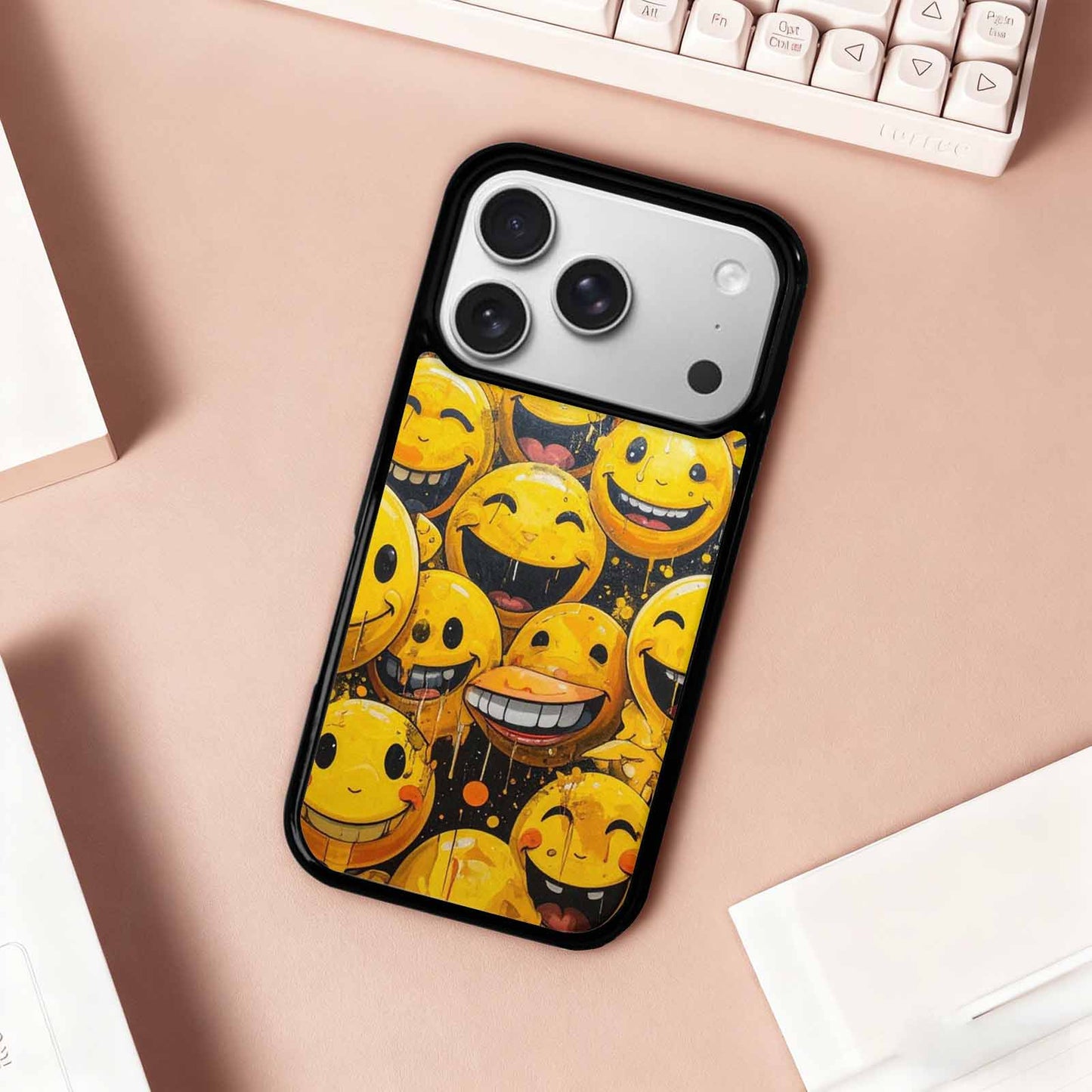 iPhone 17 Pro Case — Melting Moon Smiley Yellow Version Original, Custom Made Phone Cover