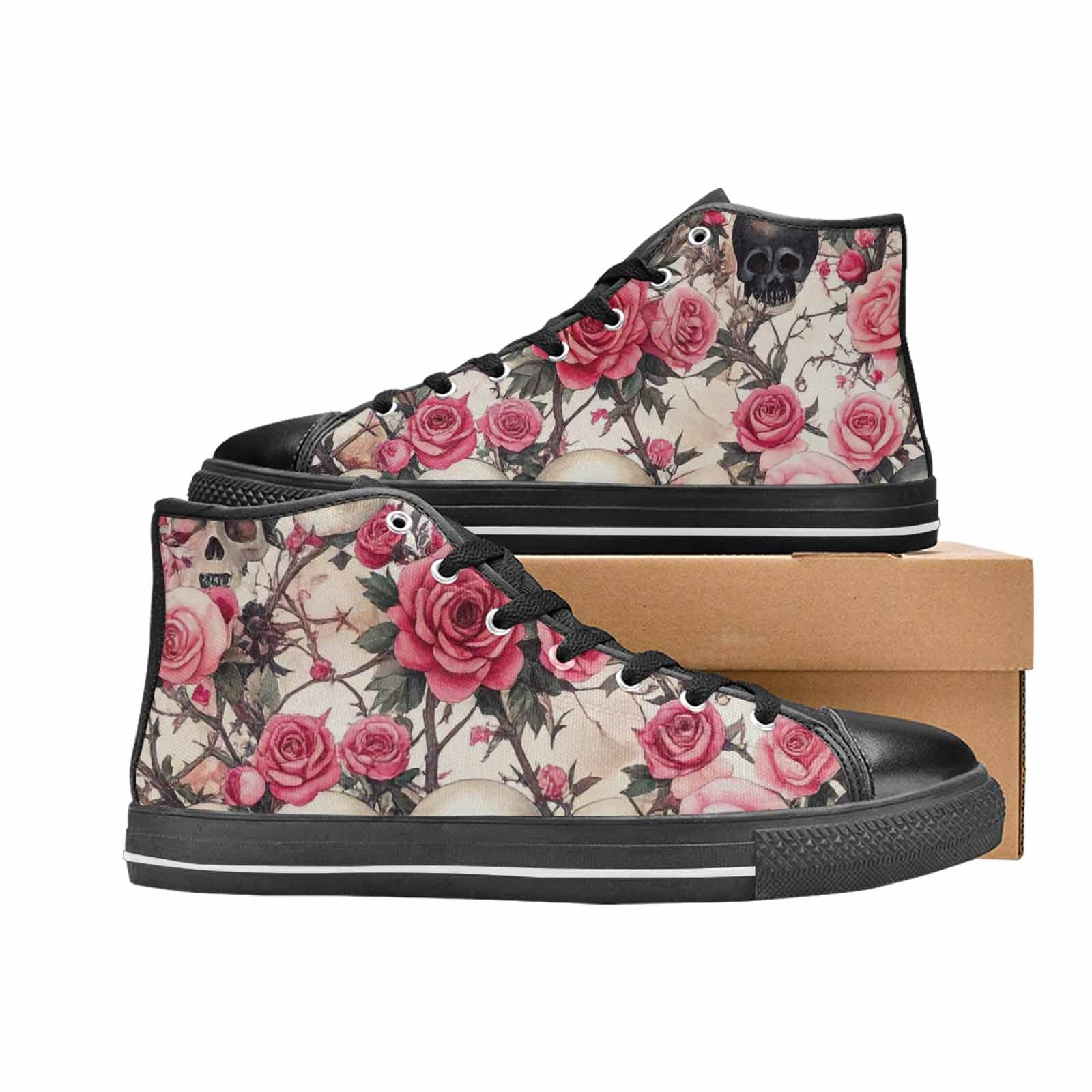 MEN'S Skulls - Roses High Top Canvas Surreal Custom Shoes