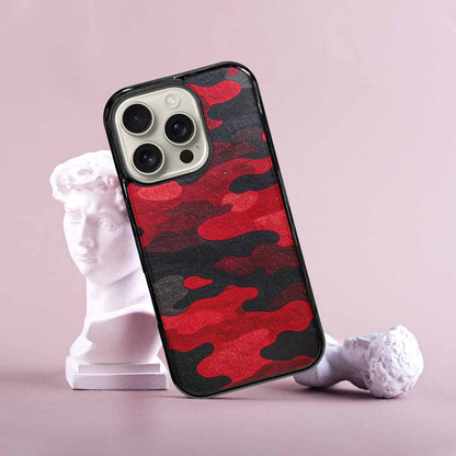 iPhone 16 Pro Case — Tactical Camo Red Black Custom, Custom Printed Phone Case