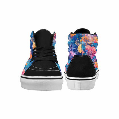 WOMEN'S Fish Scale Coral High Top Canvas Cottagecore Custom Shoes