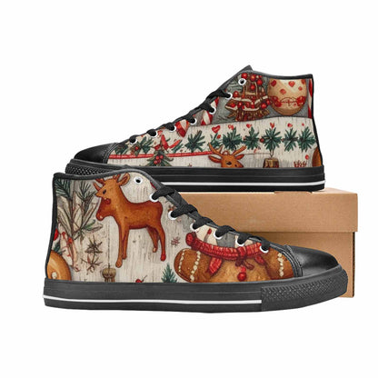 WOMEN'S Christmas Holly Snowflake High Top Canvas Y2K Shoes