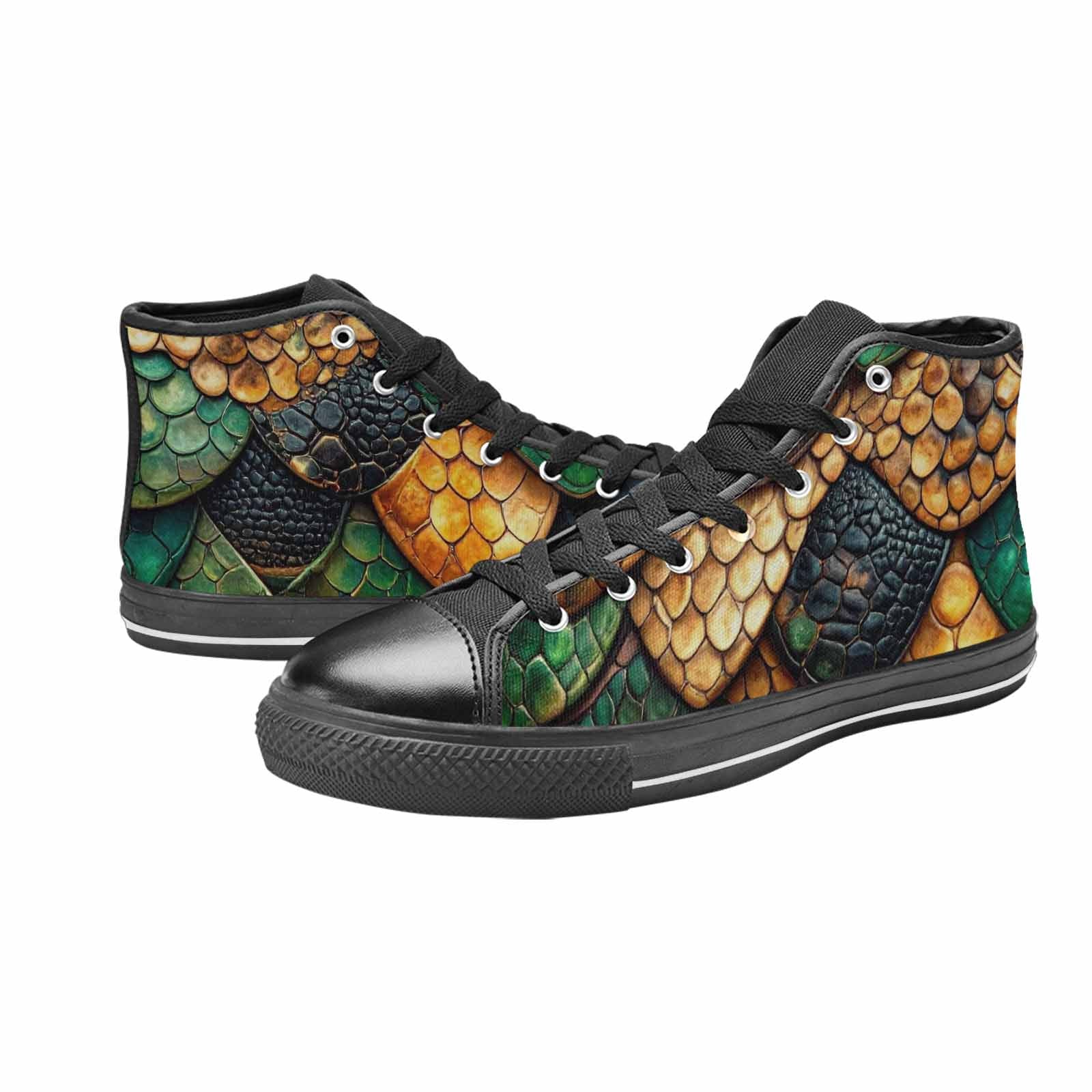 MEN'S Snake Skin Reptile High Top Canvas Vivid Custom Sneakers