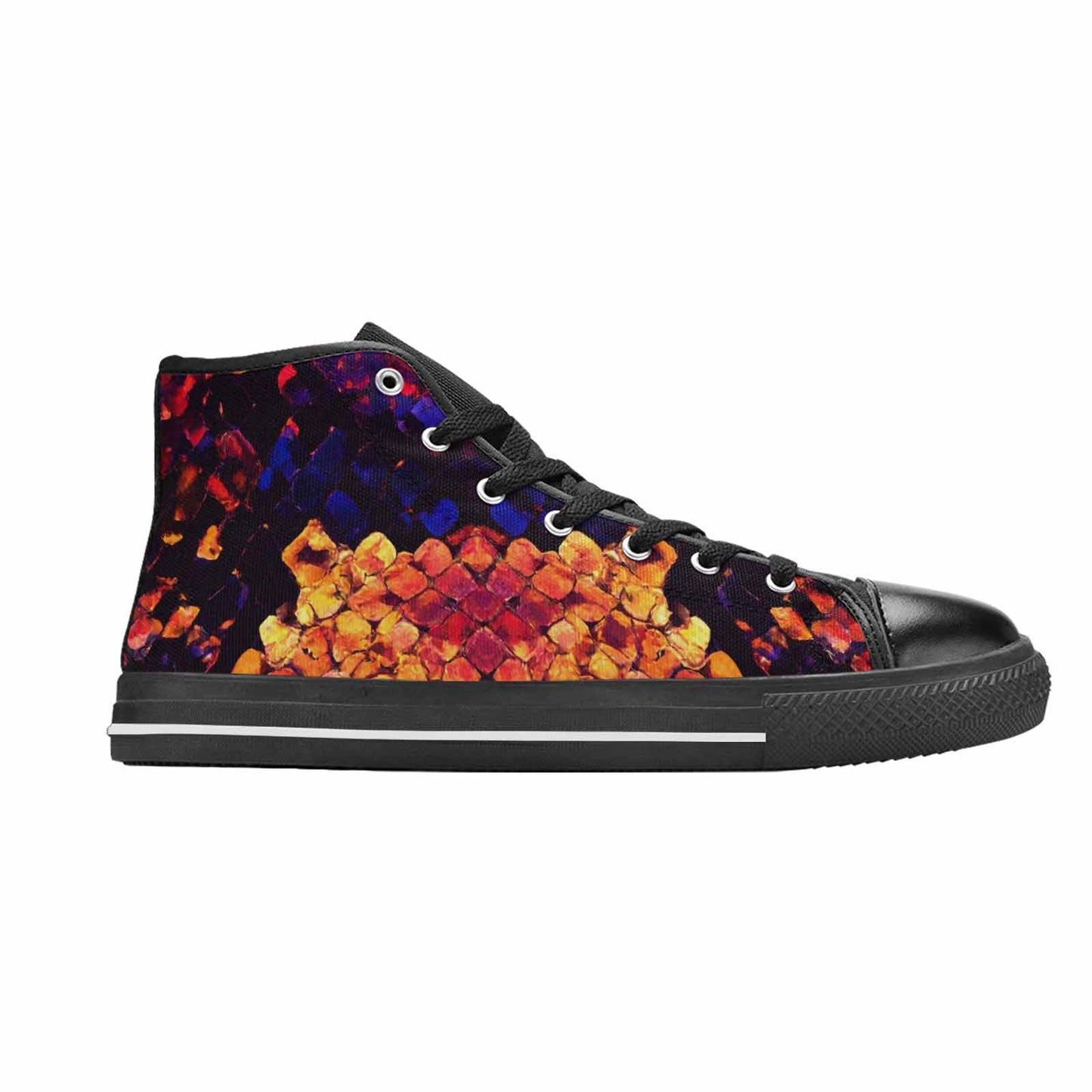MEN'S Dark Snake Print High Top Canvas Grunge Sneakers
