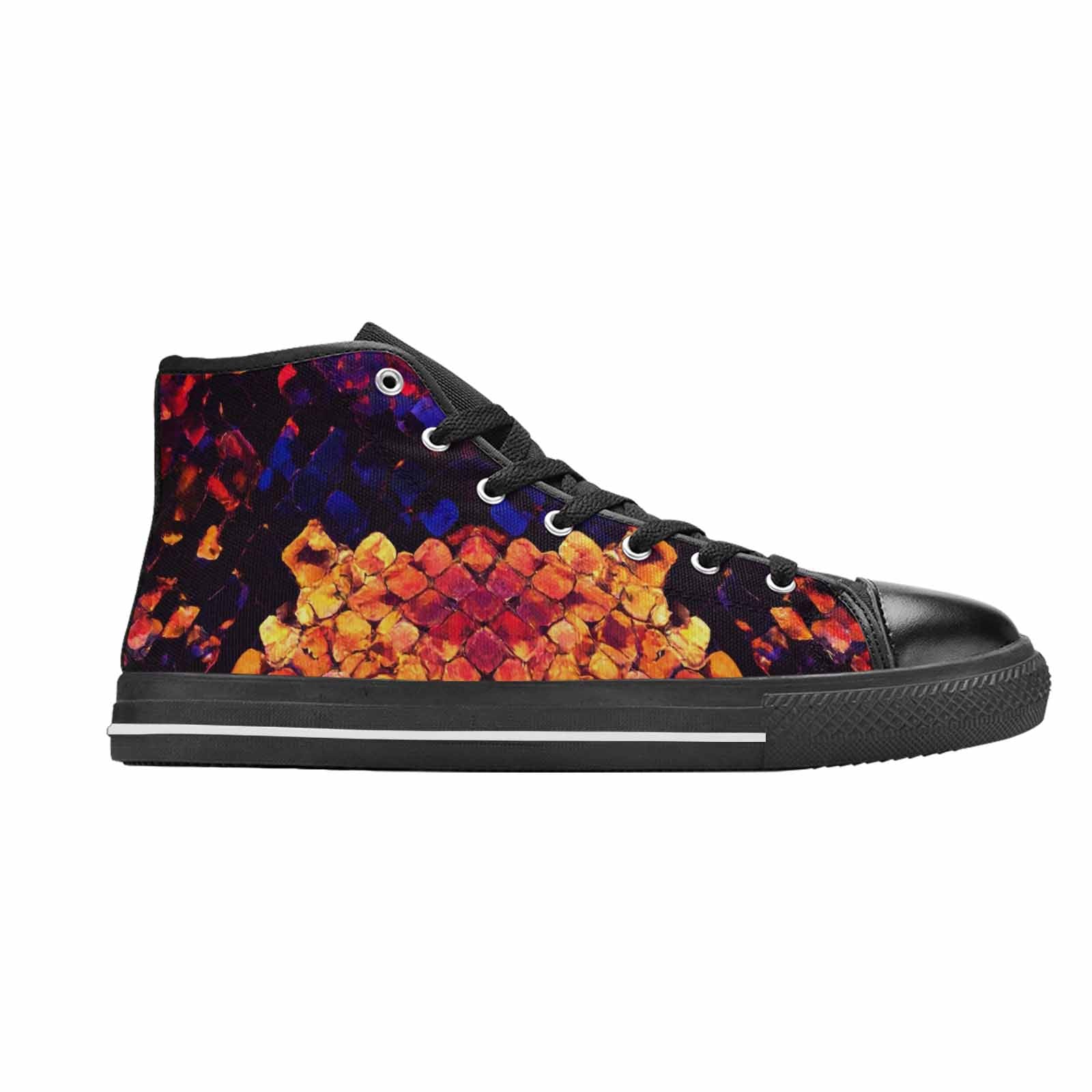 MEN'S Dark Snake Print High Top Canvas Grunge Sneakers