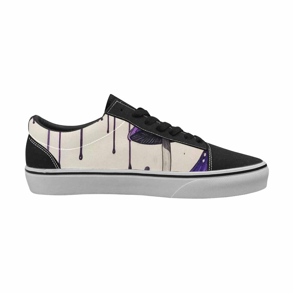 WOMEN'S Rainbow Drip Mushrooms Lace-Up Canvas Kaleidoscope Custom Sneakers