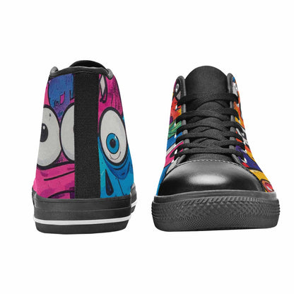 MEN'S Goofy Cartoon Monster High Top Canvas Wallpaper Art Custom Sneakers