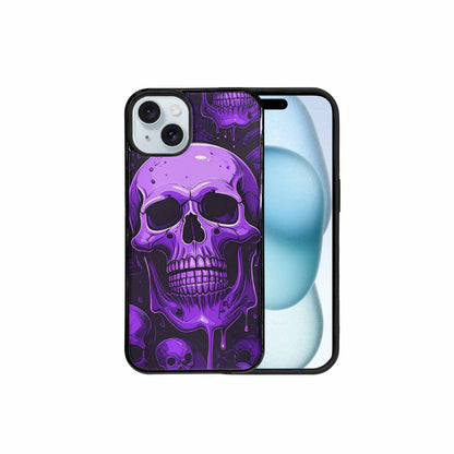 iPhone 15 Plus Case — Monochrome Purple Skeletons Neon Drip Melting, Original Design Phone Case