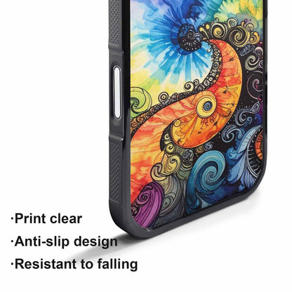 iPhone 17 Pro Case — Tie Dye Swirls Black White Tie, Personalized Phone Case