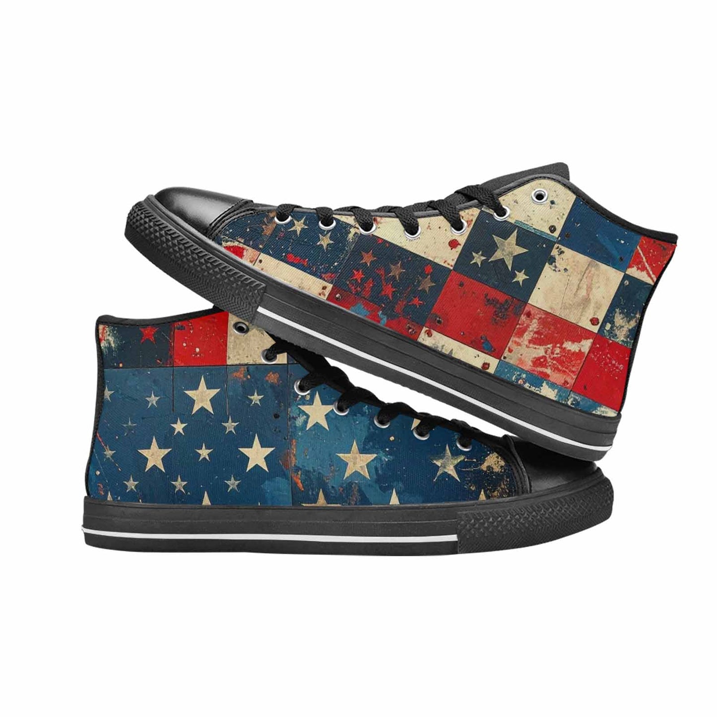 MEN'S American Flag Stars High Top Canvas Wallpaper Art Custom Shoes