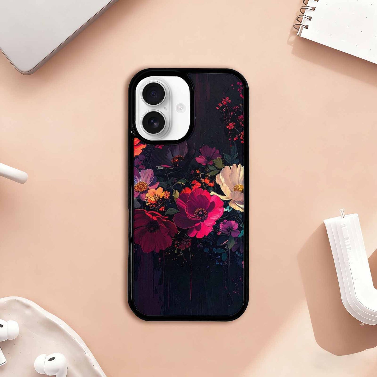 iPhone 17 Case — Shadowy Glitch Floral Pattern Floral, Customized Protective Case
