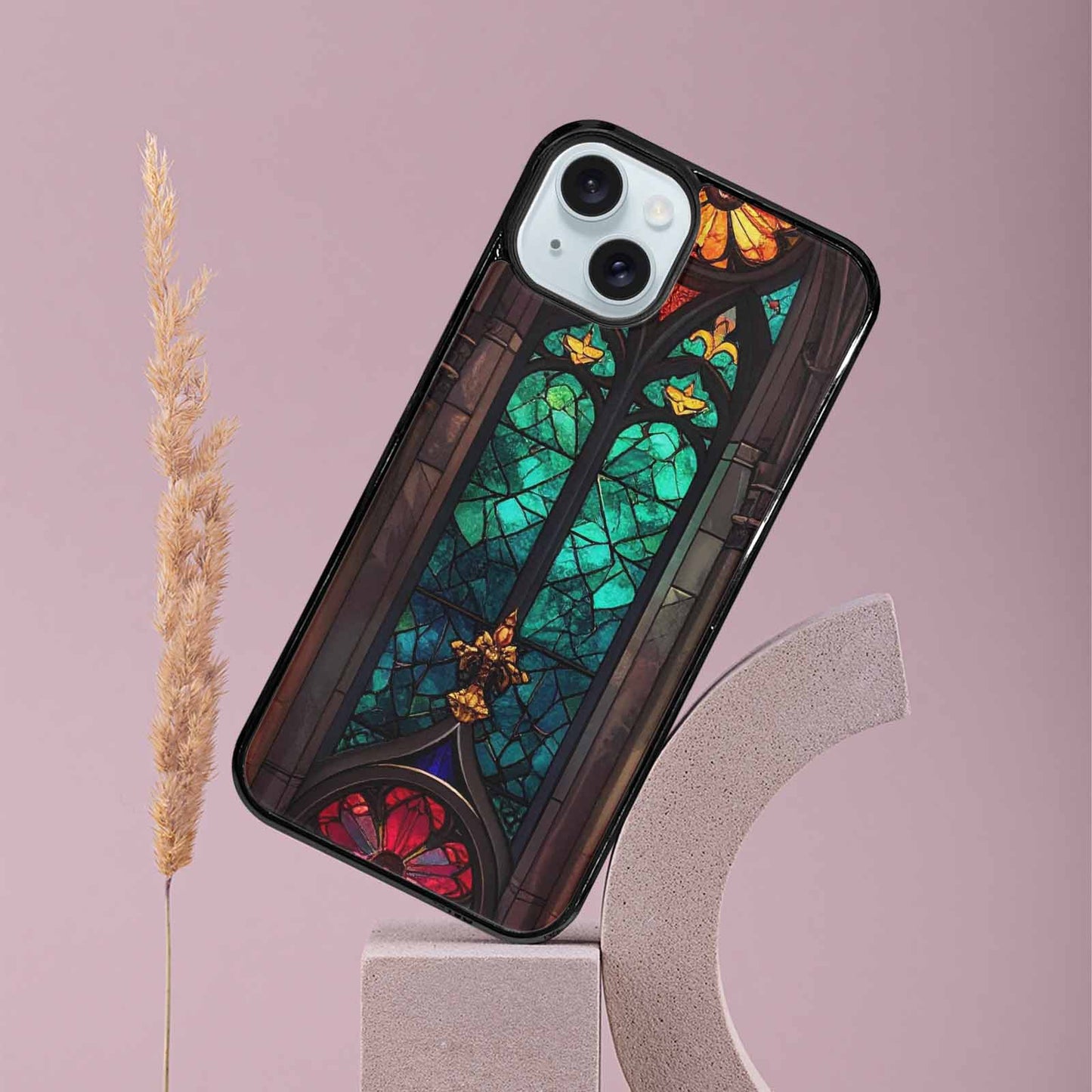 iPhone 15 Plus Case — Stained Glass Cathedral Custom, Customized Protective Case
