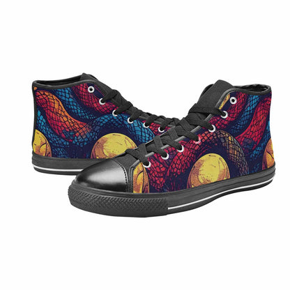 WOMEN'S Snake Skulls Print High Top Canvas Grunge Shoes