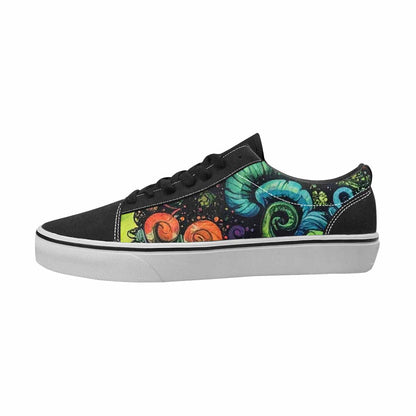 WOMEN'S Tie Dye Black & Green Ink Canvas Statement Vibrant Chaos Custom Canvas Shoes