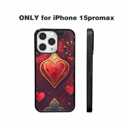 iPhone 15 Pro Max Case — Playing Card Suits Pattern Poker Chips, Unique Phone Case Design