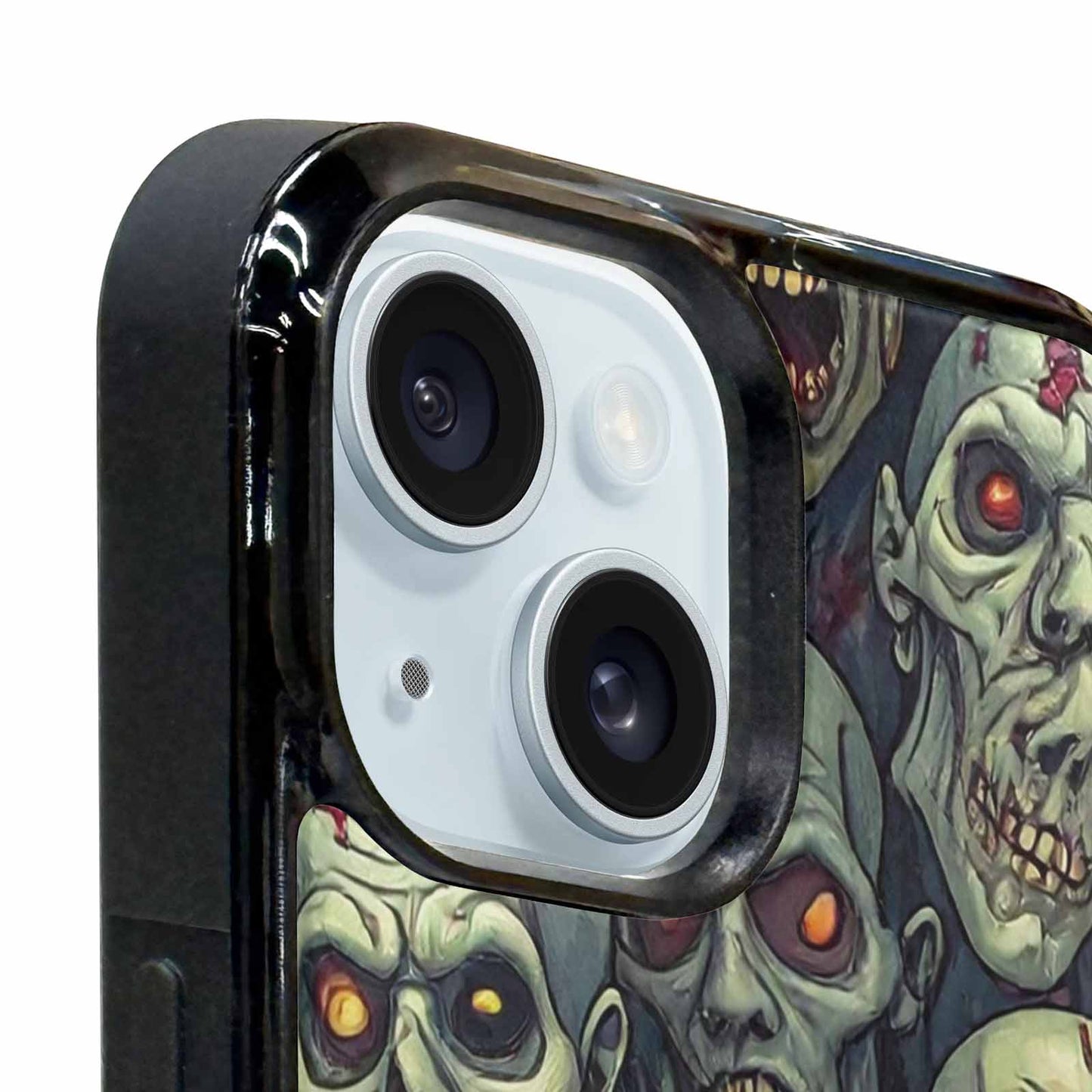 iPhone 15 Plus Case — Zombie Head Pattern Hundreds Of Small, Custom Phone Case