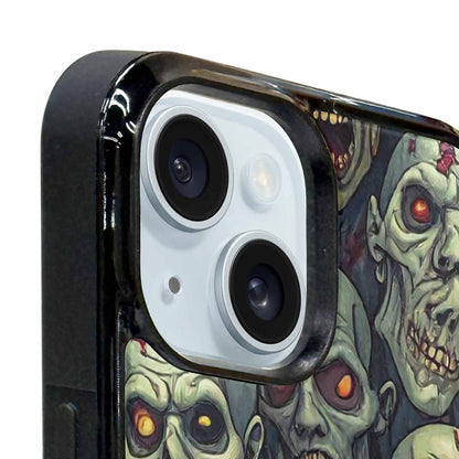 iPhone 15 Plus Case — Zombie Head Pattern Hundreds Of Small, Custom Phone Case