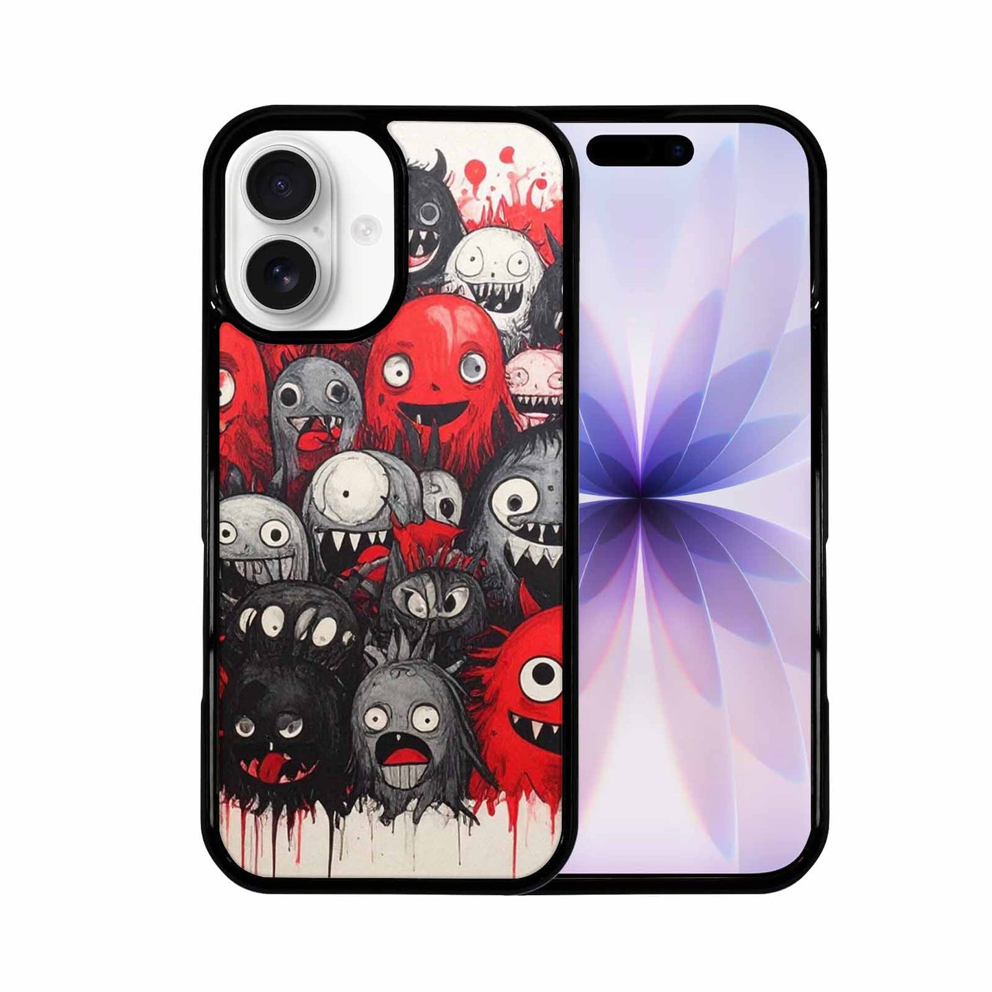 iPhone 17 Case — Black &amp; Red Ink Cartoon Cute, Personalized Phone Case