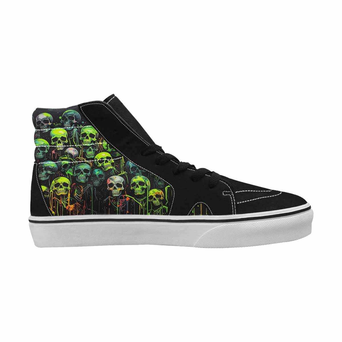 MEN'S Skeletons × Neon Green High Top Canvas Grunge Custom Shoes