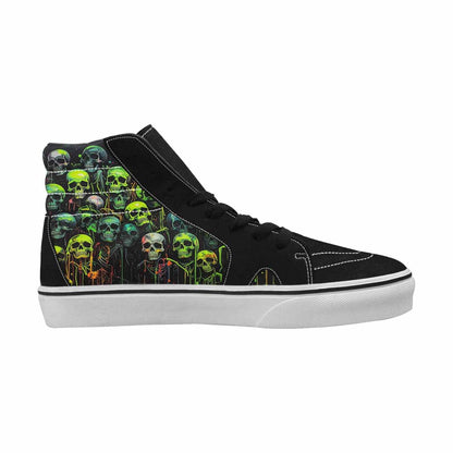 MEN'S Skeletons × Neon Green High Top Canvas Grunge Custom Shoes
