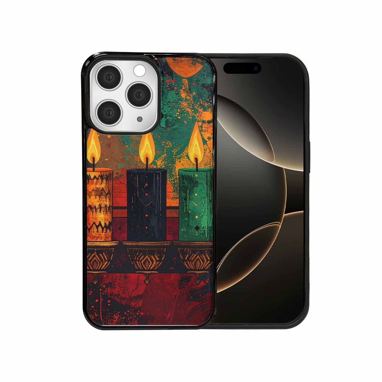 iPhone 15 Pro Max Case — Kwanzaa Kinara Pattern Seamless Repeat African, Unique Phone Case Design