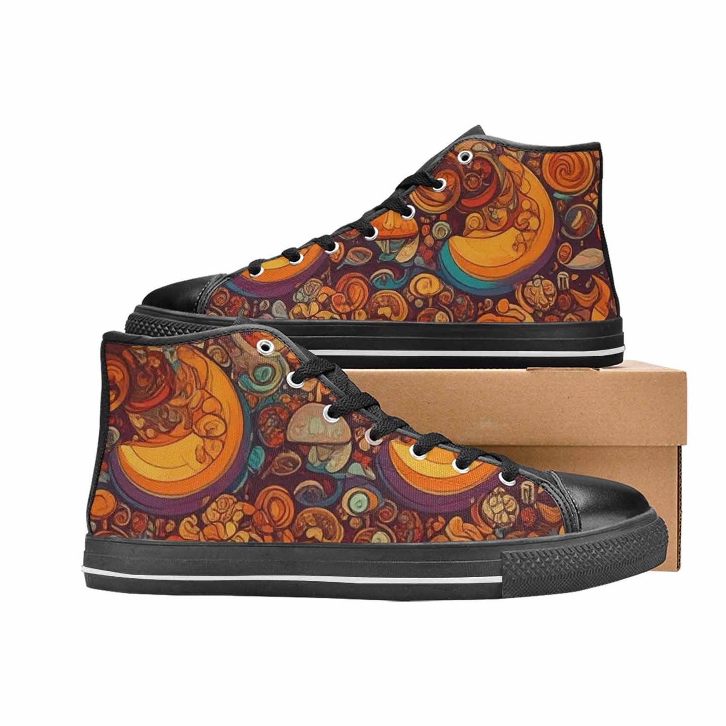 MEN'S Groovy 70S Peace High Top Canvas Dark Academia Shoes