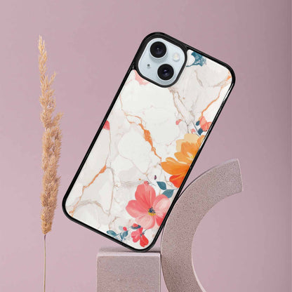 iPhone 15 Plus Case — Marble Floral, Custom Printed Phone Case