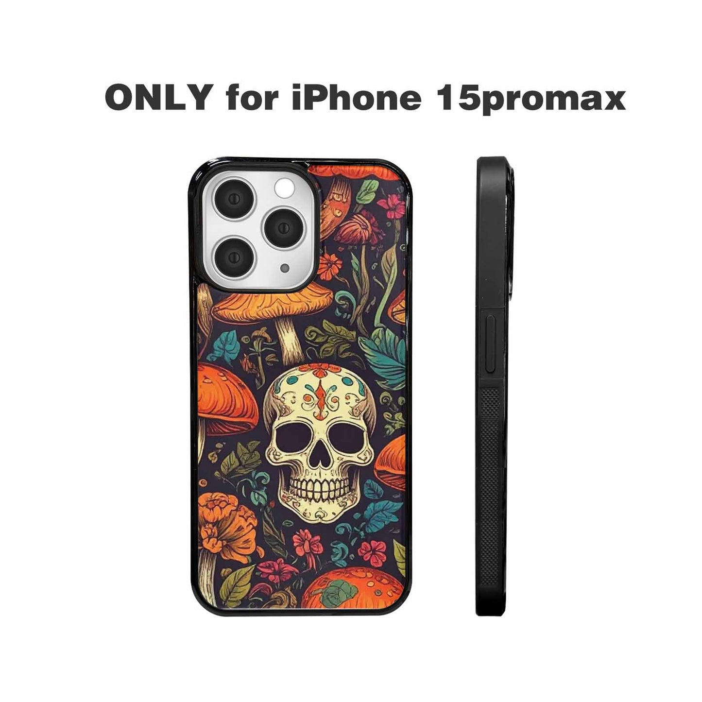 iPhone 15 Pro Max Case — Mushrooms And Skulls, Custom Printed Phone Case
