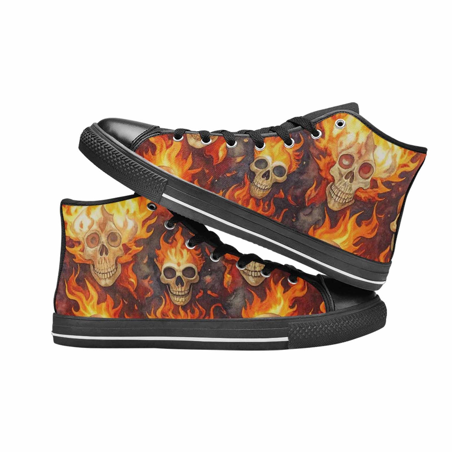 MEN'S Skulls - Flaming High Top Canvas Cottagecore Shoes