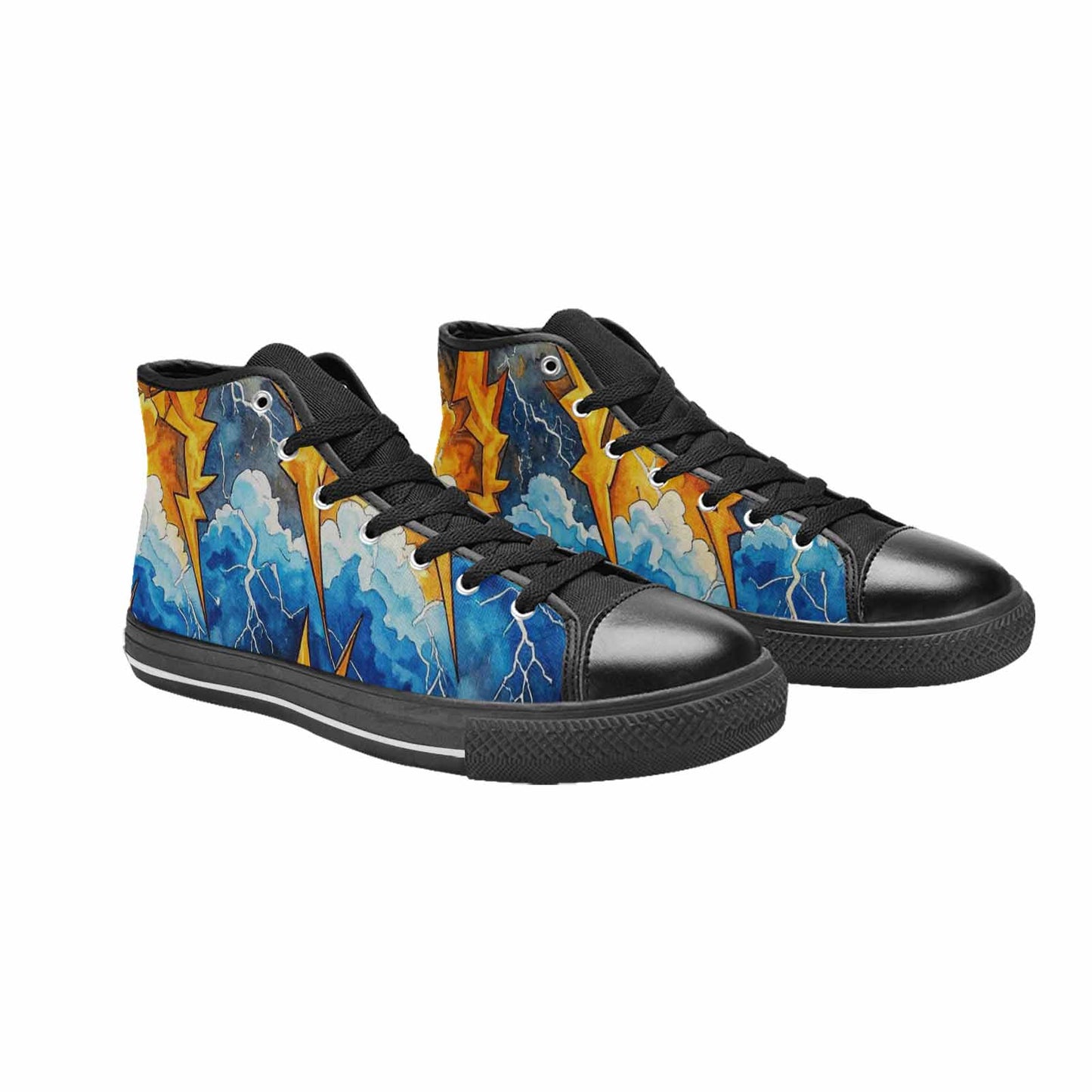 WOMEN'S Lightning Bolt High Top Canvas Neon Fantasy Shoes
