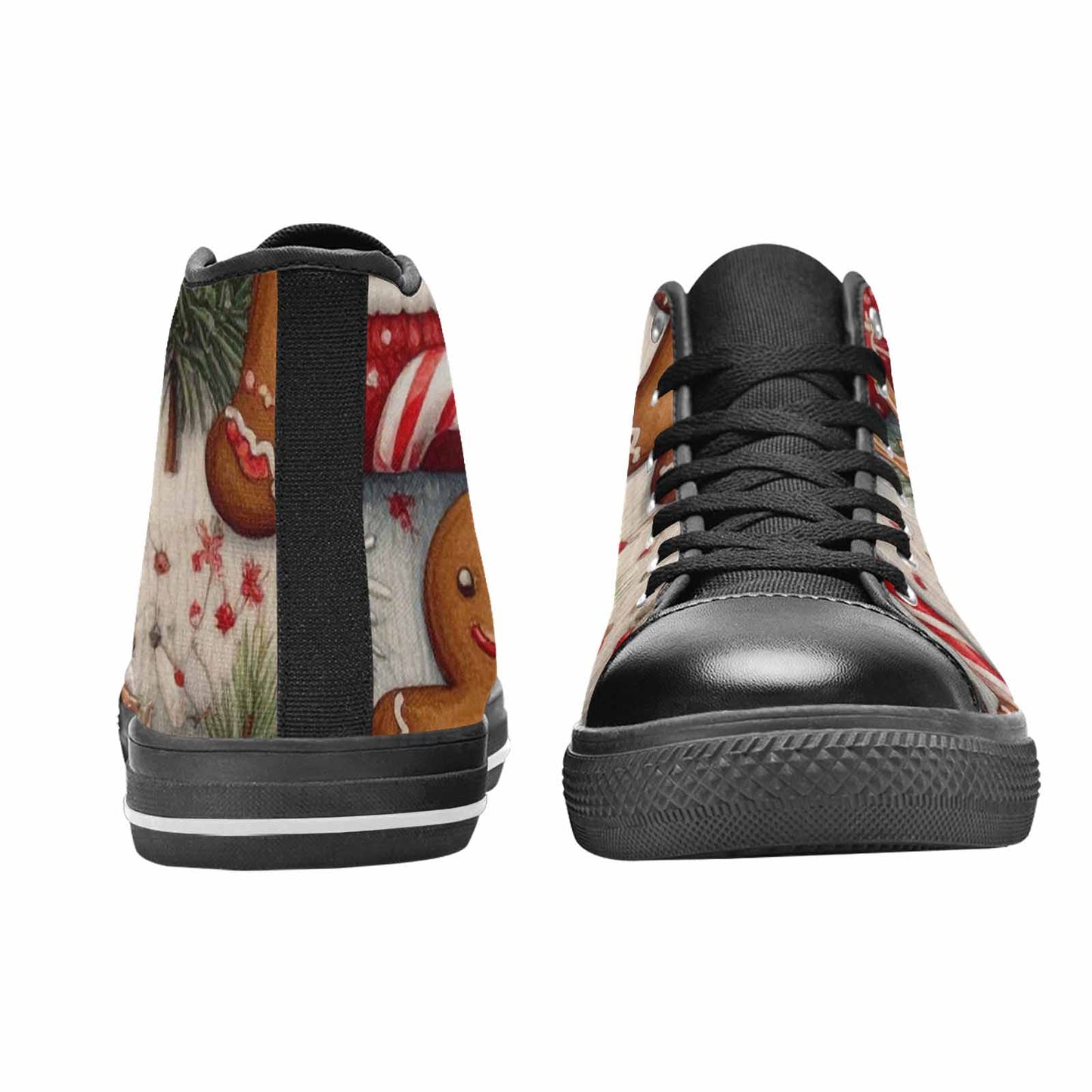 WOMEN'S Christmas Holly Snowflake High Top Canvas Grunge Custom Sneakers