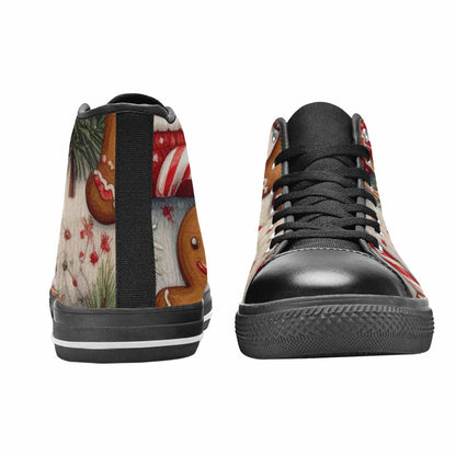 WOMEN'S Christmas Holly Snowflake High Top Canvas Grunge Custom Sneakers