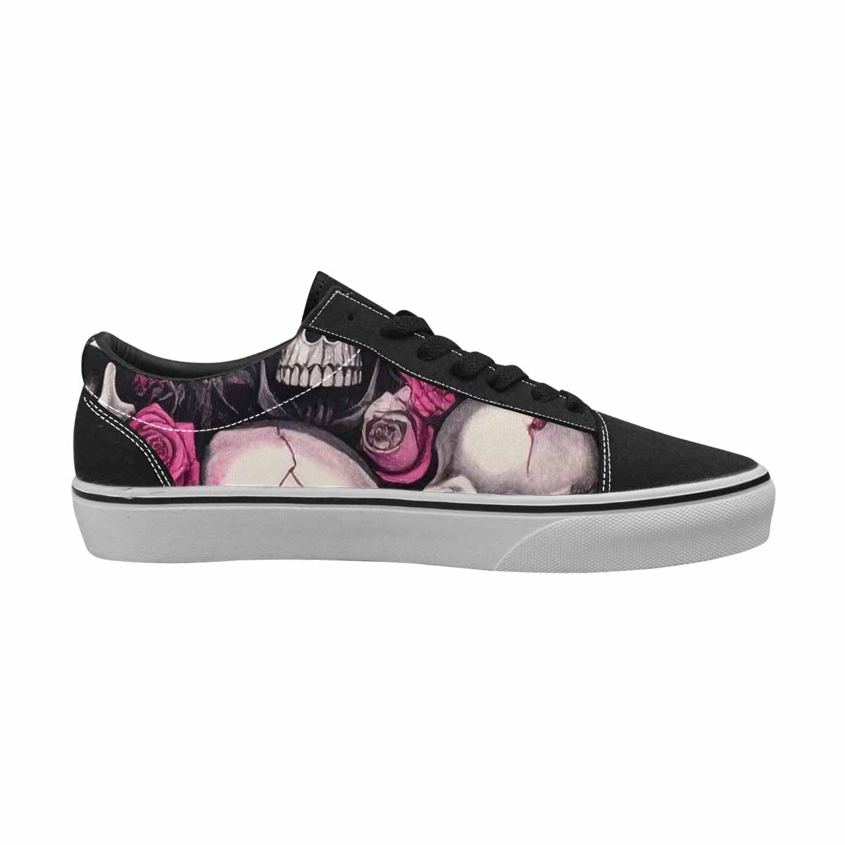 WOMEN'S Skull Roses Lace-Up Canvas Vibrant Chaos Custom Sneakers