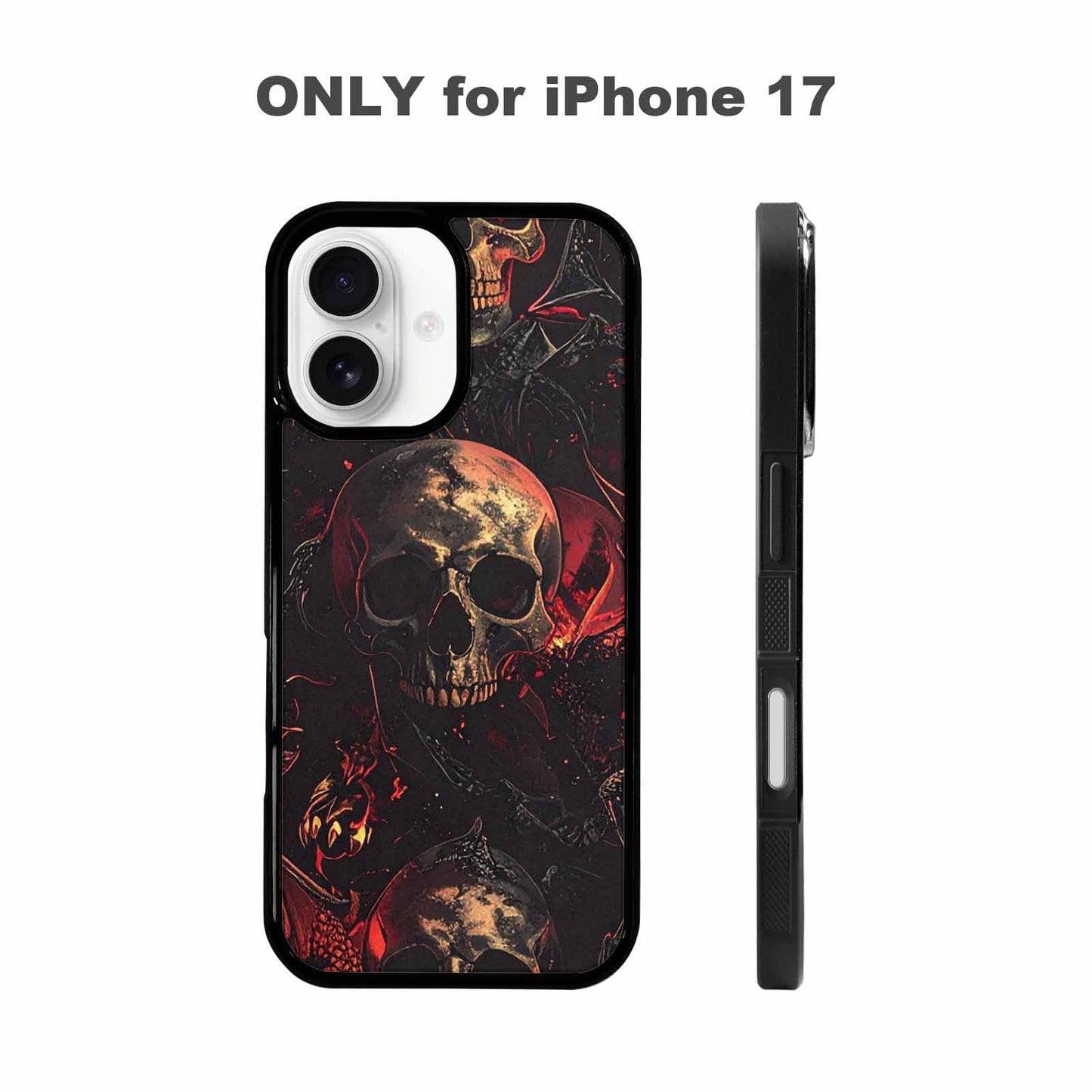 iPhone 17 Case — Skull Dark Art Gothic Print Gothic, Custom Printed Phone Case