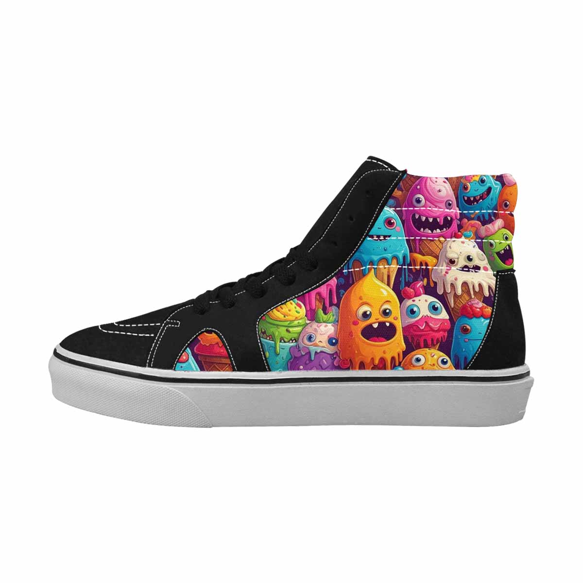 MEN'S Melting Ice Cream Monster High Top Canvas Wallpaper Art Sneakers