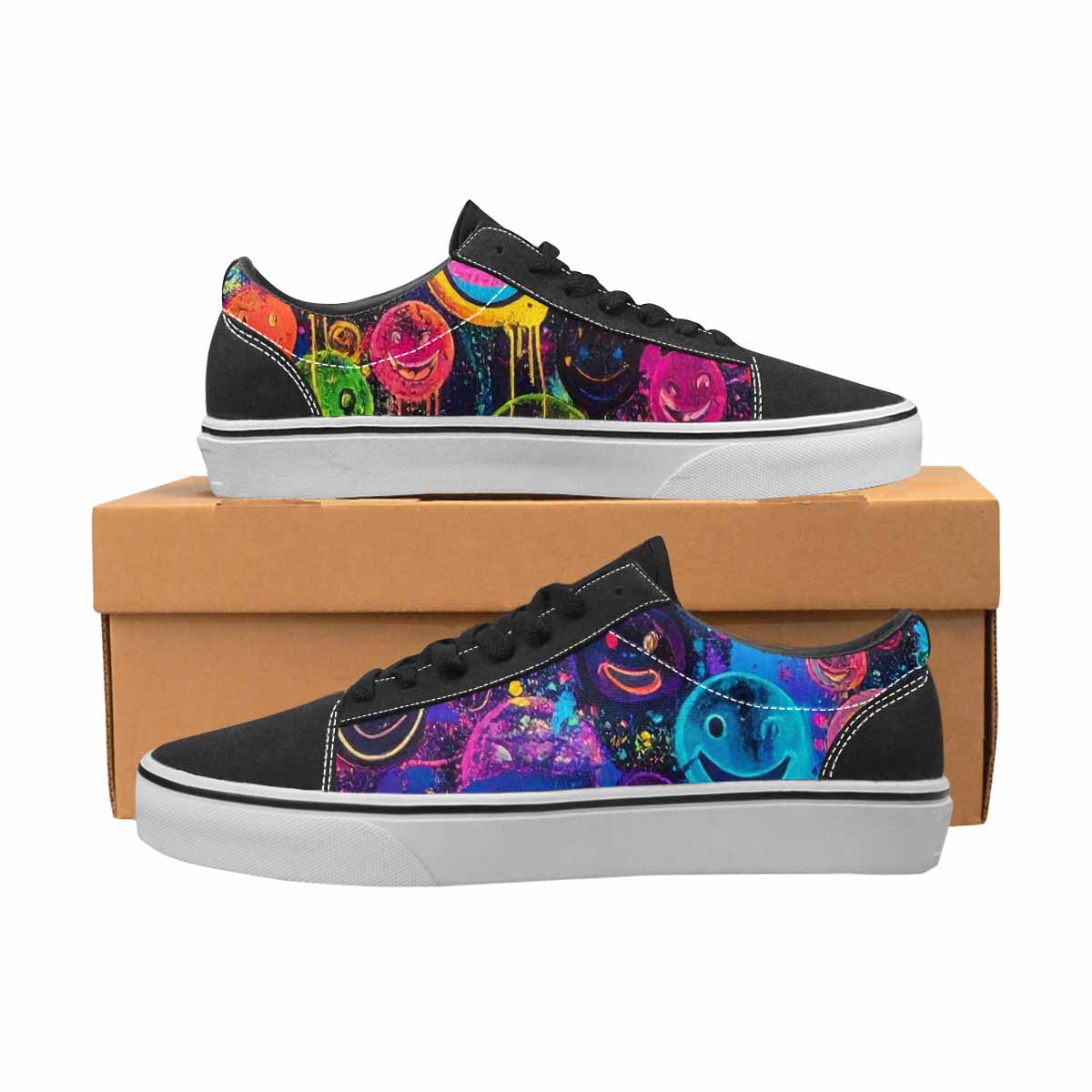 WOMEN'S Smiley Faces × Glow Lace-Up Canvas Dreamcore Shoes